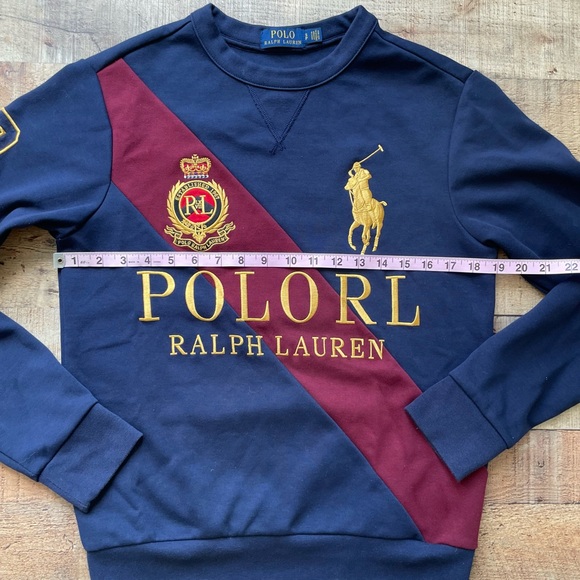 Polo Ralph Lauren Big Pony Crest Stripe Equestrian Sweatshirt Mens Small - Picture 6 of 7